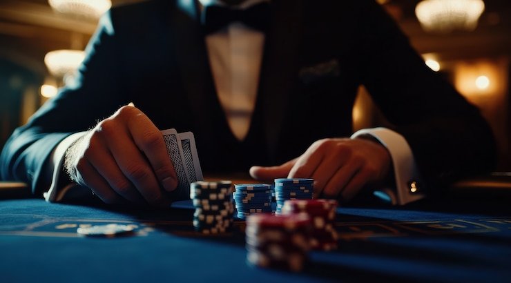 Panel chat terbuka di meja blackjack live-dealer axl77 menampilkan percakapan dengan dealer dalam bahasa Indonesia