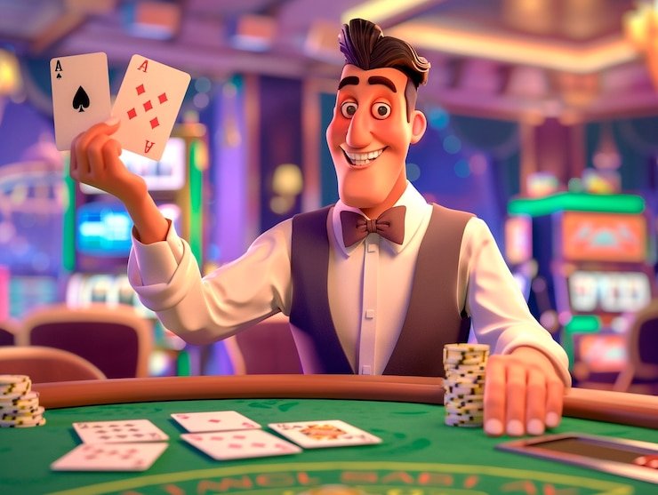 Meja blackjack langsung dengan dealer profesional di studio axl77